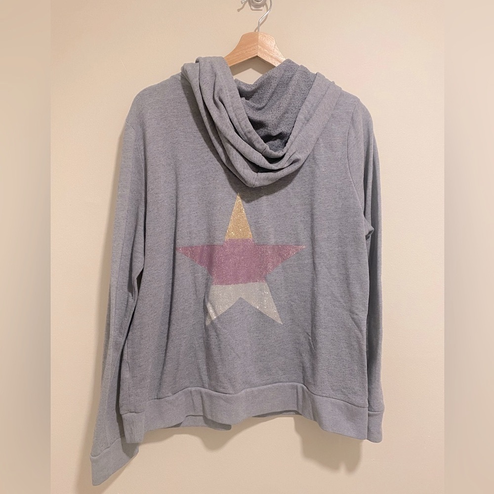 GAP ZIP FRONT HOODIE SPARKLY BEDAZZLED STAR DETAIL SIZE MEDIUM
